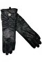 Women's Drawstring Design Long Wrist Lined Genuine Lambskin Leather Gloves - 5