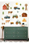Farm Themed Vehicles and Animals Children's Room Wall Sticker Set
