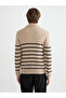 Ozmarka New Season Polo Neck Striped Men's Sweater - 4