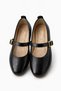 Vera Black Snake Leather Model Buckle Ballerina Daily Ballerina Office Shoes Stc1205 - 5