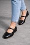 Vera Black Snake Leather Model Buckle Ballerina Daily Ballerina Office Shoes Stc1205 - 4