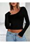 Women's Long Sleeve Low Neckline Combed Cotton Bodysuit - 4