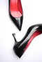 Shoper Black Patent Leather Mid-Heel Pointed-Toe Stiletto Women's Shoes. - 3