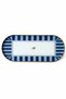 Gold Framed Blue Patterned Decorative Oval Tray (13X30) - 4