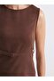 Brown Crew Neck Suede Mini Dress (W5) - 3