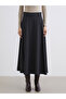 Lcw Modest Gray Flared Skirt with Zipper at the Waist - 2