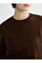 Brown Crew Neck Oversized Women's Knit Sweater - 3