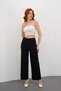 Women's Black High Waist Pocketed Wide Leg Palazzo Pants