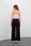 Women's Black High Waist Pocketed Wide Leg Palazzo Pants - 4