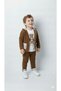 Boys 100% Cotton Velvet Cardigan, Trousers and Teddy Bear Printed Long-Sleeve Sweatshirt, 3-Piece Premium Series - 2