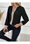 Women's Long-Sleeve V-Mock Neck Patterned Imported Crepe Blouse - 4
