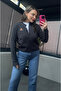 Anthracite Short Knit Cardigan with Teddy Bear Detail - 4