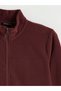 Mg trenden burgundy Mock Neck long sleeve fleece men's zip-up sweatshirt - 2