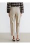 Beige waist belted slim fit women's pleated pants from plus-store - 4