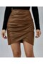 Women's High Waist Side Zipper Pleated Mini Leather Skirt - 4