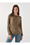 Patterned Long Sleeve - Tie-Up Collar Women's Blouse