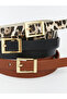 Brown Leather Look Women's Belt 3-Pack (W5) - 5