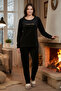 Women's Velvet Fabric Pajama Set 13165-2967 Black - 2
