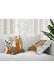 Punch Embroidery Pattern Digital Printed Yellow Orange Coffee Autumn Themed 2-Piece Throw Pillow Cover