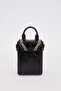 Black Rectangular Stitched Handbag - 4