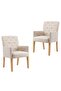 Dining Chairs with Armrests 2 pcs Beige Fabric