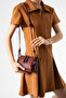 Knitted Patterned Adjustable Strap Charm Detailed Vintage Women's Shoulder Bag Burgundy