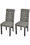 2 Dining Chairs Fabric Upholstery Dark Grey High Back