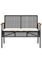 Garden Bench with Cushion Black Poly Rattan Acacia Wood - 2