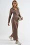 Modal Textured Zippered Collar High Waist Wide Leg Two Piece Set Berşan Collection - 5