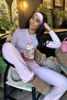 Women's Pink Ultra Soft Stretchy Crew Neck Basic Blouse - 3
