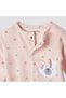 Crew Neck Sleepsuit with Bow Print- Cotton Blend - Long Sleeves - 3