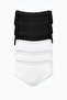 Women's Black White 6 Pack Ultra Soft Micro Modal Lace Trim Slip Panties 6m700