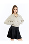 Women's Rubber Detailed Crop Jacket Modern Transitional Coat - 3