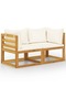 2-seater Garden Bench with Cream White Cushions