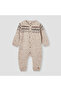 Textured Romper with Long Sleeves and Button Closure