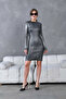 Women's Slim Fit Crew Neck Glitter Knit Dress 10573 - 3