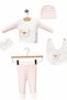Newborn Baby Girl Hospital Discharge Set 10 Pieces 100% Cotton Bear Embroidered Pink Striped - 8