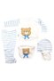 Newborn Baby Boy Hospital Discharge Set 10 Pieces 100% Cotton Blue Striped with Teddy Bear - 4