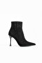 Women's Genuine Leather Stone Detailed Boots Black Suede - 2