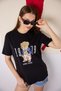 Women's Black Bear Embroidered Crew Neck Short Sleeve Cotton T-Shirt - 4