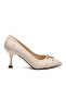 Beige Satin Thin Heeled Women's Evening Dress Shoes Pc-55201 Z - 4