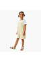 Solid T-shirt and Embroidered Dungaree Set - 2