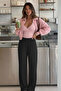 Black - Women's Elastic Waist Wide Leg Pants - 4