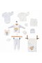 Newborn Baby Boy Hospital Discharge Set 10 Pieces 100% Cotton Blue Striped with Teddy Bear - 2