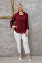 Plus Size Crew Neck Long Sleeve Relaxed Fit Stylish Women's Blouse - 5