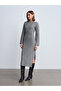 90267 Boat Neck Slit Knitwear Dress - 3