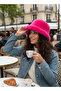 Women's Fuchsia Plush Bucket Hat |   Soft Textured Winter - 4