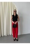 Red Elastic Waist Pleated Trousers - 51111 - 7