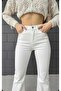 High Waist White Flare Jeans Denim Trousers Flared Lycra - 3