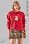 Unisex Long Sleeve Winnie the Pooh Printed Crew Neck Hoodless Fleece-Lined Oversized Sweatshirt - 3